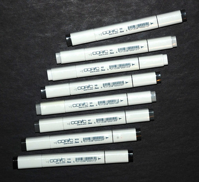 COPIC Dual Tip Drawing Sketch Markers 8 Pen Set Japan .Too Special Black Gray