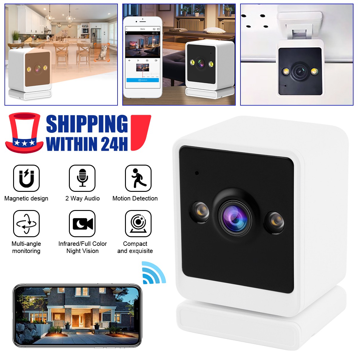 1080P Wireless Security Camera Indoor/Outdoor WiFi Smart Hom