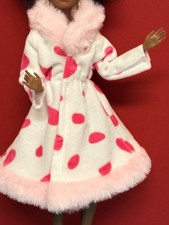 Barbie Fashion, Mantel  Leopardenmantel  Kunstfell - Pink / Weiß