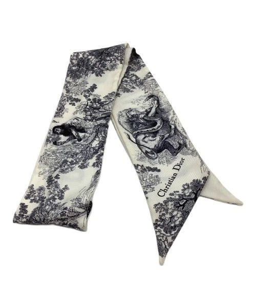 Christian Dior Mitzah Foulard/Toile de Jouy Sauvage Soie Sergé Blanc x Noir