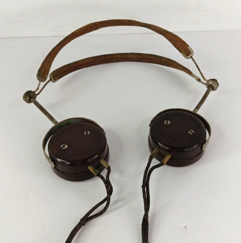 Airline Special Headphones Reddish-Brown Bakelite Vintage Ham / Radio Untested