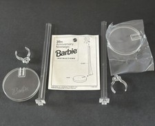 Lot of 2 Barbie Logo Clear Plastic Waist Grip Doll Stands