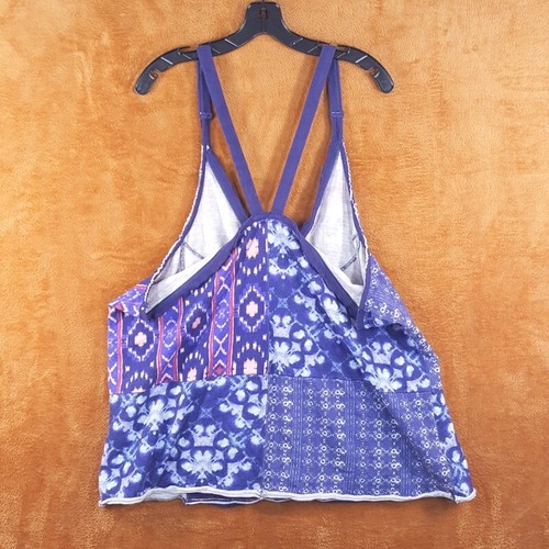 FREE PEOPLE Top Womens Medium Blue Purple Tank Pullover Oversized MOVEMENT - Picture 3 of 8