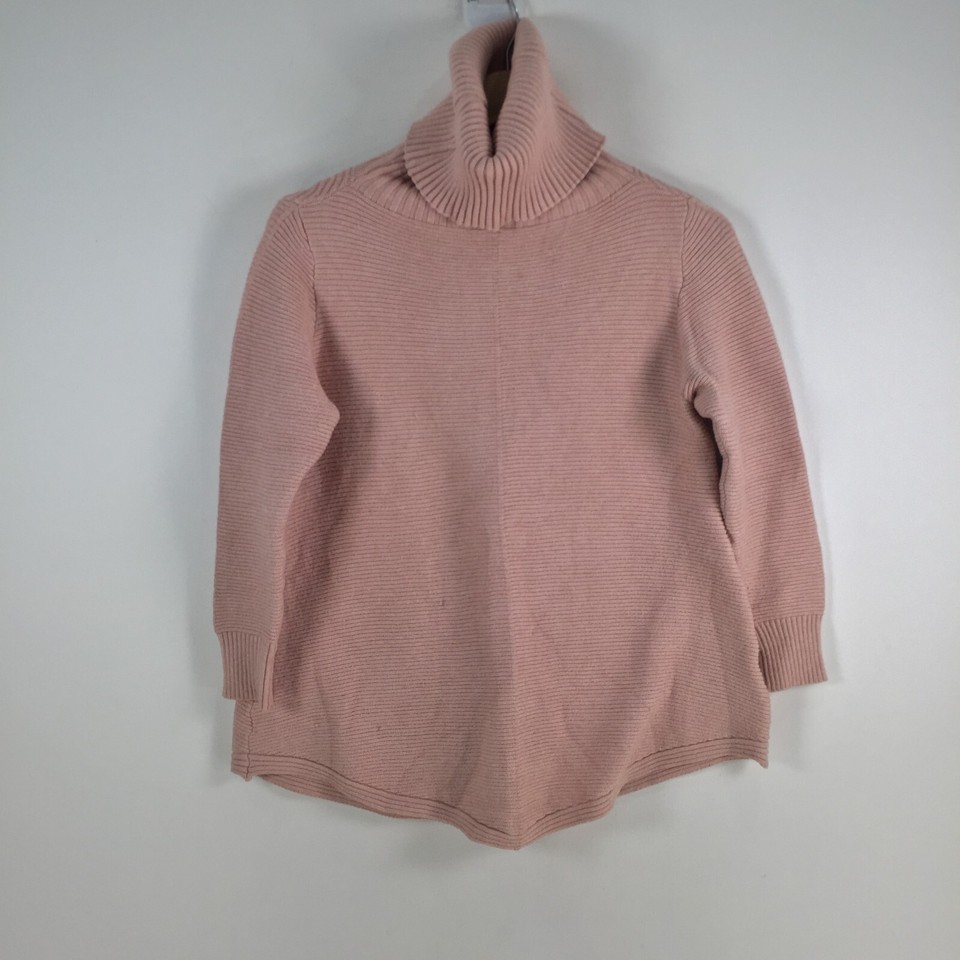 Corfu womens knit jumper size 8 pink turtleneck long sleeve viscose blend 059717