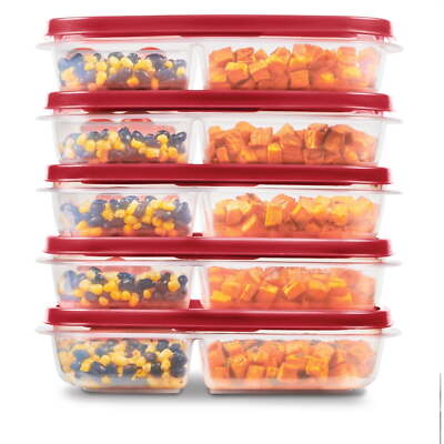 Easy Find Lids 5 Pack Meal Prep Containers with 3 Compartments 5.1 Cups for Home