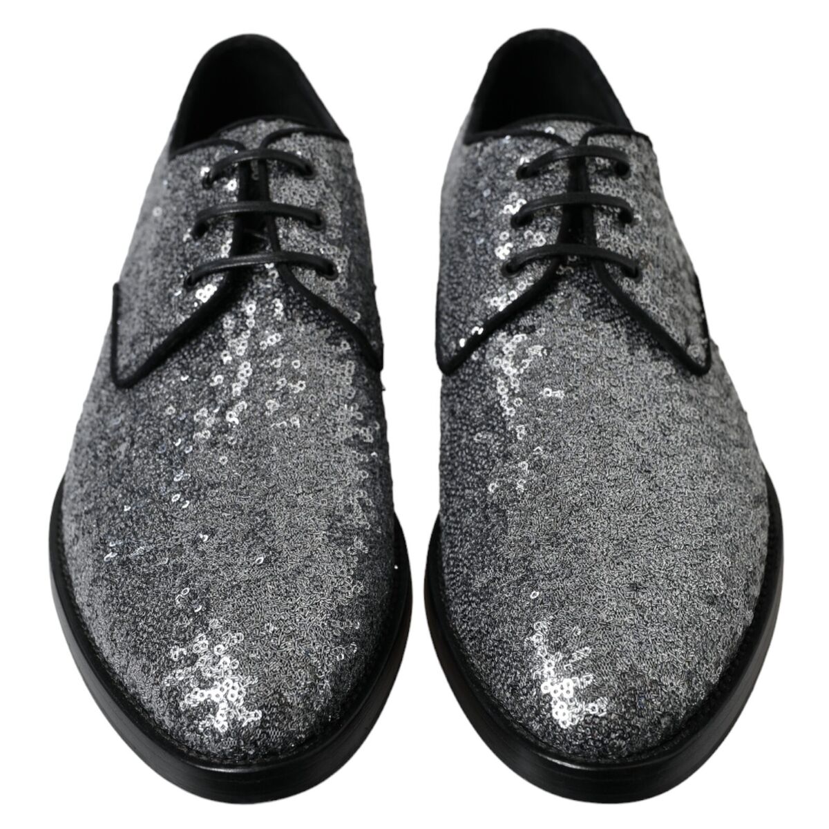 DOLCE & GABBANA Shoes Dress Silver Sequined Lace Up Men DOLCE & GABBANA Shoes Dress Silver Sequined Lace Up Men