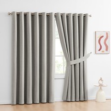 "Extra Long Thermal Blackout Eyelet Curtains – 100% Blackout Linen & Grey Drapes