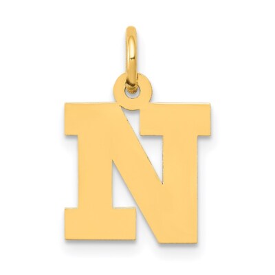 Echt 14K Gelbgold kleiner Block Buchstabe N Initiale Charm; Damen & Herren