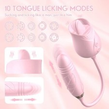 Clit Licking Tongue Sucking Vibrator G-spot Dildo Oral Sex Toys for Women Rose