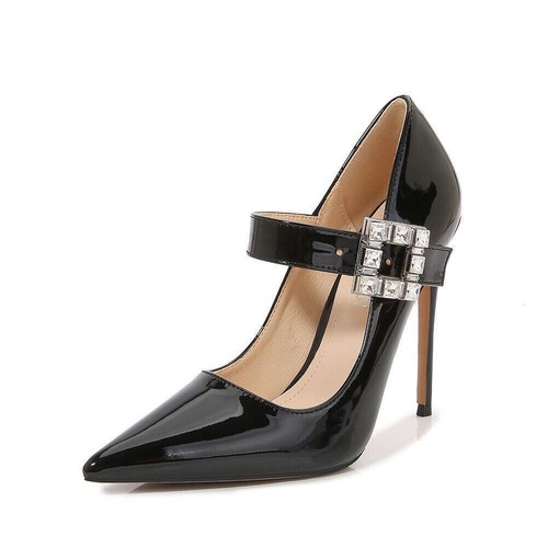 Sexy hochhackige Herren-Damenschuhe T-Riemen Lackleder Strass spitz Drag Queen - Bild 18 von 28