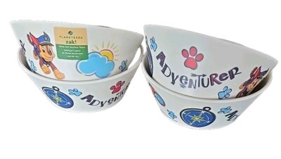 Zak Designs Four (4) Melamine ~ PAW PATROL ~ CHASE ~ 6'' Dia. Cone Shaped Bowls