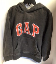 Boys GAP Logo Hoodie Sweatshirt Pull-GUC Over Charcoal Gray/Grey Small
