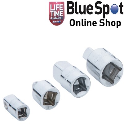 STECKSCHLÜSSEL ADAPTER REDUZIERSTÜCK WANDLER 4-TEILIG SCHRAUBENSCHLÜSSELSATZ 1/4,3/8,1/2'' BLUE SPOT 02078