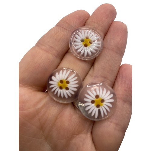 Transparent Clear Daisy Flower 4 Hole Sewing Knitting Buttons 20mm To 11.5mm - Picture 12 of 29
