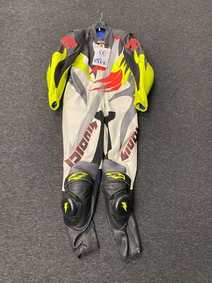 Giudici Herren 1-Teiler Motorrad Lederkombi - Weiß/Schwarz/Fluo - UK 40 / EU 50