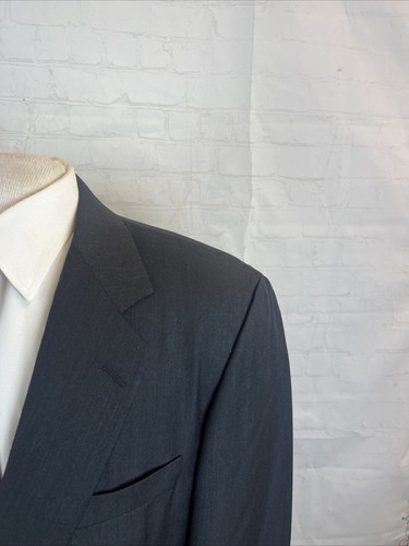 SUPER 110 Samuelsohn Men's Dark Gray Striped Wool Blazer 42L $1,295 - Picture 2 of 10