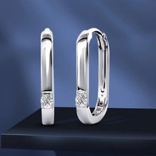 D VVS1 Real Moissanite Hoop Huggie Earrings Gift For Her 925 Sterling Silver GRA