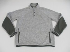 J Crew Sweater Mens Large Gray Quarter Button Pullover Long Sleeve Polyester
