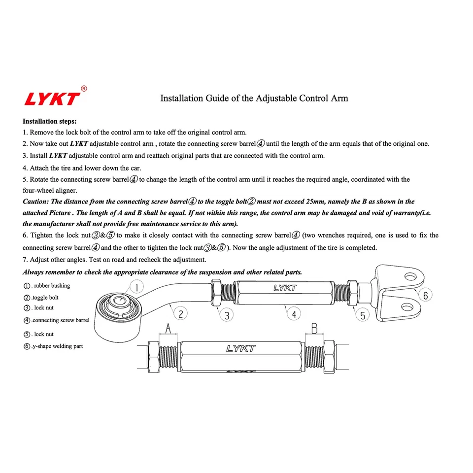 LYKT 2pcs Control Arms Adjustable Rear Camber Kit for Infiniti M45、M35 06-10 - Изображение 3 из 4