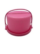 Tupperware Tupper Toys All Pink Mini Cake Carrier Kids Toy Plate Lid Handle