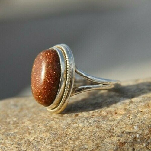 Bague Ancienne En Argent Massif 925 - Avec Ambre - Alliance Ou Anneau Créateur