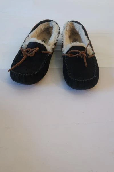 Mocassini mocassino donna Ugg nero pelle scamosciata shearling 9 *