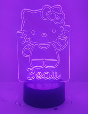 Personalised Hello Kitty 3D Illusion LED Colour Changing Bedside Lamp + remote