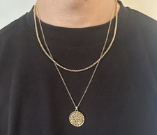 Gold Necklace With North Star Compass Pendant (men’s) Duo Necklace