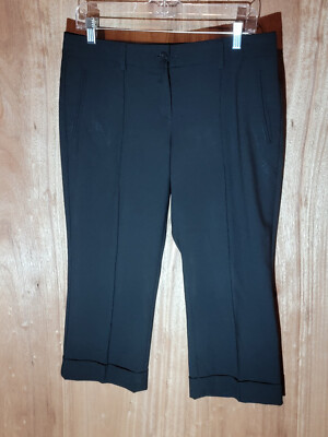 express editor dress pants womens size 8 straight crop selvedge mid rise black