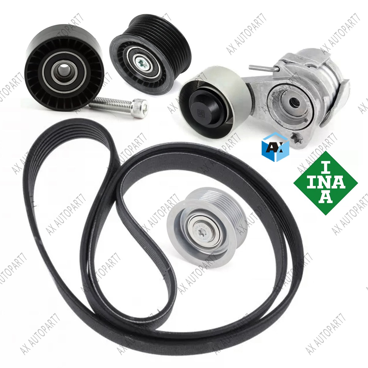 11287627052 INA 5Pcs Drive Belt Tensioner KIT For BMW X5 6 7