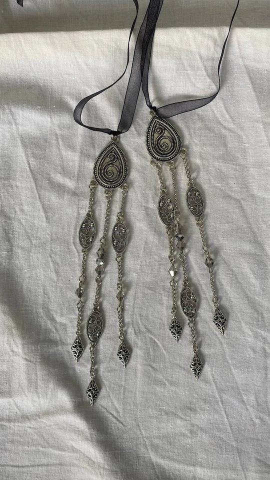 Grampo de cabelo étnico cazaque decorado com contas, decoração dos povos turcos - Imagem 3 de 3