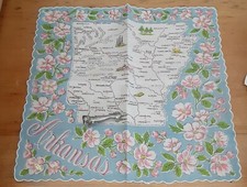 Vgt ARKANSAS State Souvenir Cotton NOS Hankie Handkerchief
