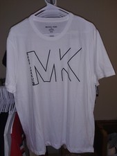 Michael Kors White w/ Logo Men's S/S Size L Crew Neck NWT FREE S H