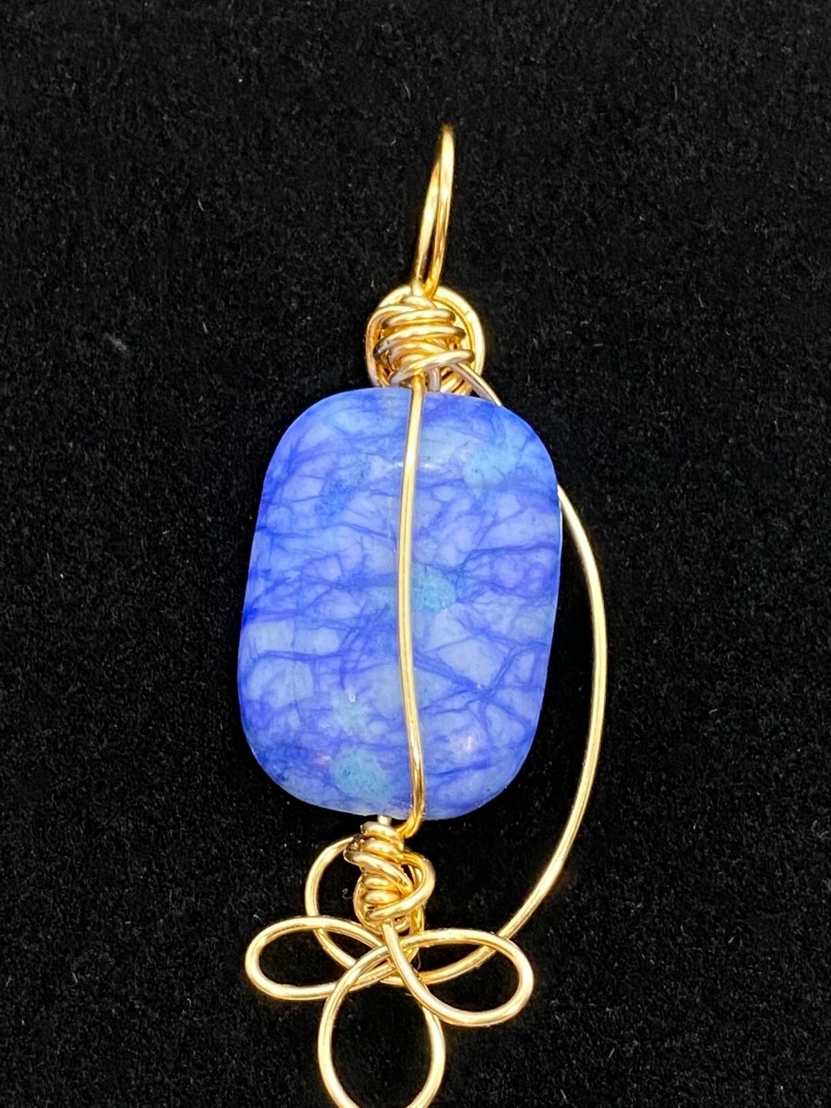 Handmade Artisan Rectangular Blue Vein Stone Pend… - image 2