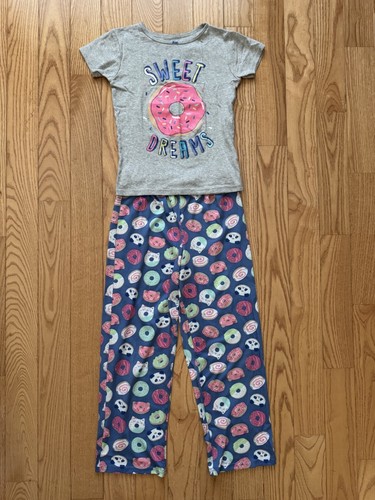 EUC Carters Kid Girls 3-Piece Short Sleeve Donut Print Pajamas PJ Set Size 12 - Picture 3 of 6