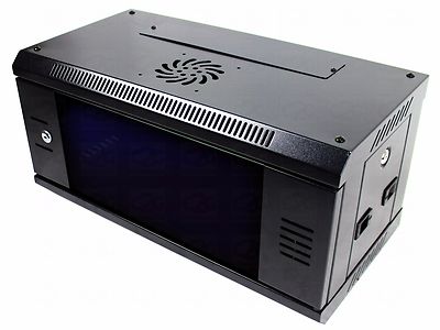 6HE 19'' schwarz Netzwerkschrank Data Comms Wandrack, Patchpanel, Switch, PDU LAN.
