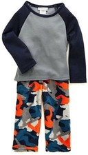 Capelli Kids Camo Print Thermal and Fleece Pajama Set Large, Multi