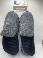 Isotoner BLACK Slip-on Men's Slippers MD 8-9 - NEW WITH TAGS 
