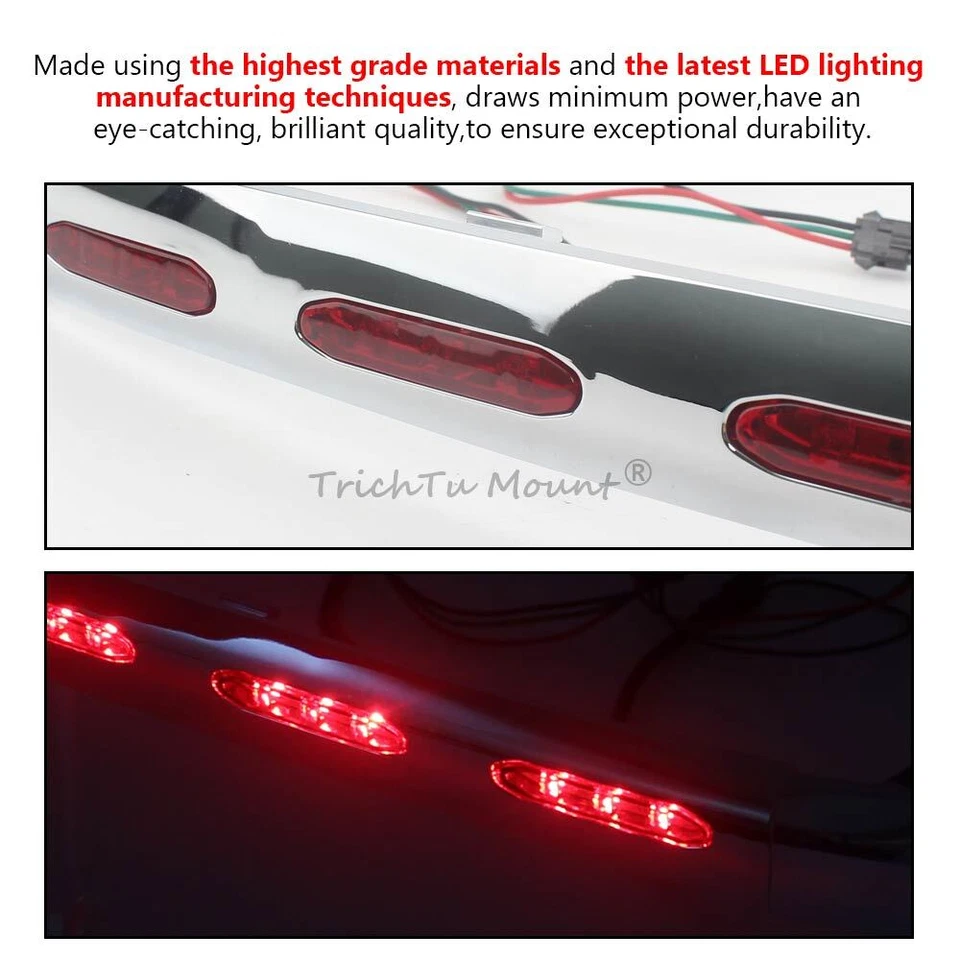 Chrome Trunk Trim LED Molding Insert Light For Honda Goldwing GL1800 2001-2010 - Imagen 3 de 4