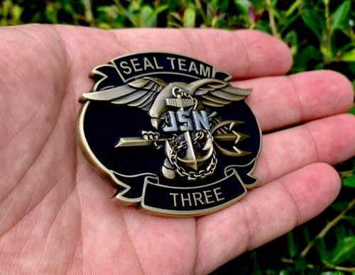 Navy Seals Savage Seal Team 3 NSW Trident Punisher Skull Flag Challenge Coin CPO - Imagen 13 de 14