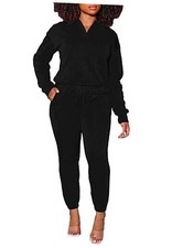 2 Piece Outfits For Women Sweatsuits Jogging Set X-Large Black