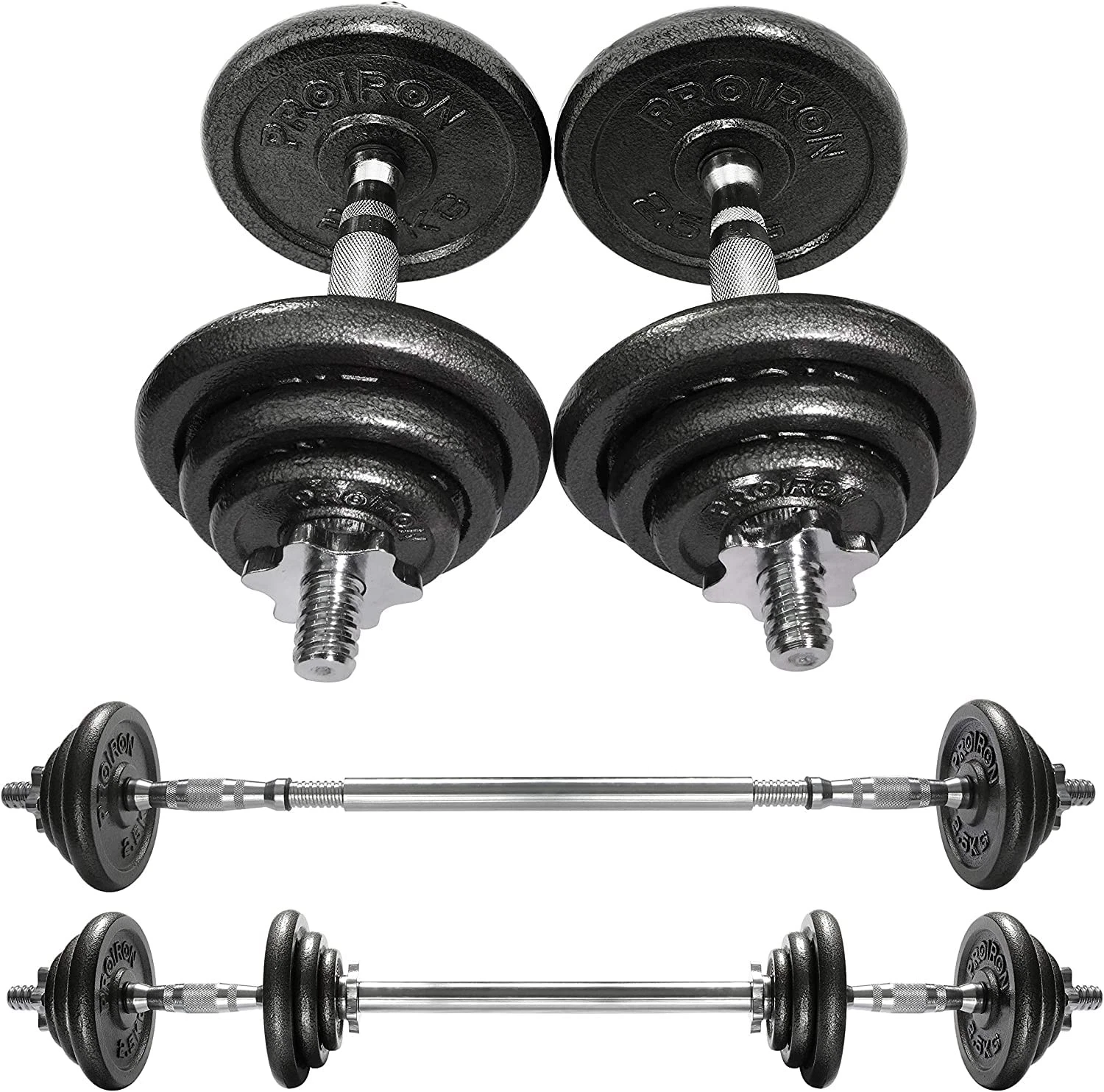 44Lbs Cast Iron Adjustable Dumbbell Set Hand Weight with Solid Dumbbell Handl...
