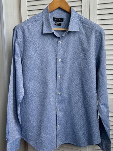 Men Massimo Dutti Shirt Blue Cotton 42 / XL / 50 #MXNF