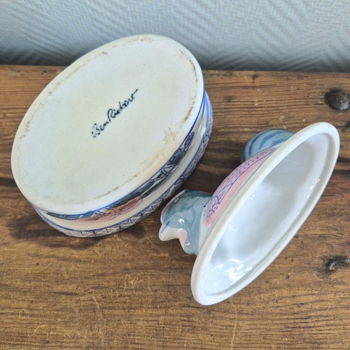 Portapiatti ovale in ceramica con coperchio vintage pollo gallina con... - Picture 6 of 7