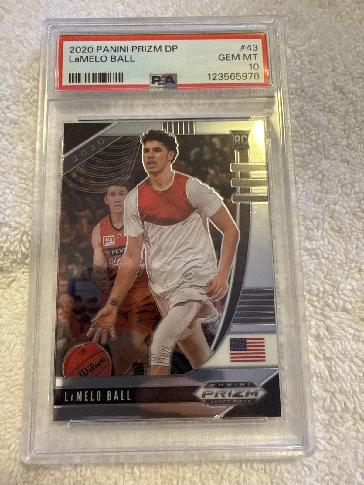 2020-21 Prizm Draft Picks Collegiate LaMelo Ball RC Rookie #43 PSA 10