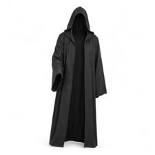Cloak with Hood Men Women,Halloween Tunic,Cosplay Knight Costume Small Black