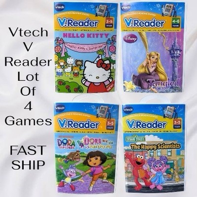 VTech V. Reader Learning System Video Game Cartridges Lot of 4 FAST SHIPPING