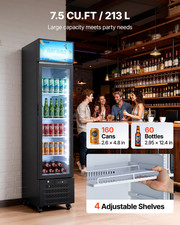 7.5 Cu Ft Glass Door Merchandiser Refrigerator Beverage Display Cooler