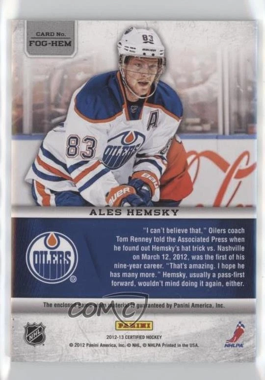 2012-13 Certified Fabric of the Game /299 Ales Hemsky #FOG-HEM - Image 2 of 2