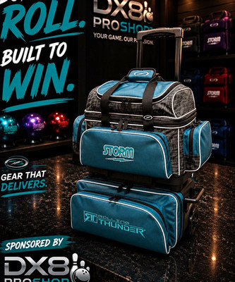 Storm Rolling Thunder 4 Ball Roller Bowling Bag Blue/Black Stackable Roller